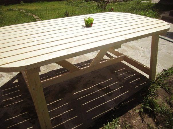 Садовый стол можно приобрести в магазине на любой вкус и кошелек. Но если у вас есть возможность использовать натуральные и местные материалы, то деревянный столик для сада можно соорудить и самостоятельно